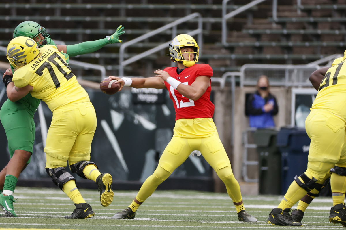 Ty Thompson is the highest-rated quarterback to ever sign with the Ducks and was an Elite 11 quarterback in high school. 